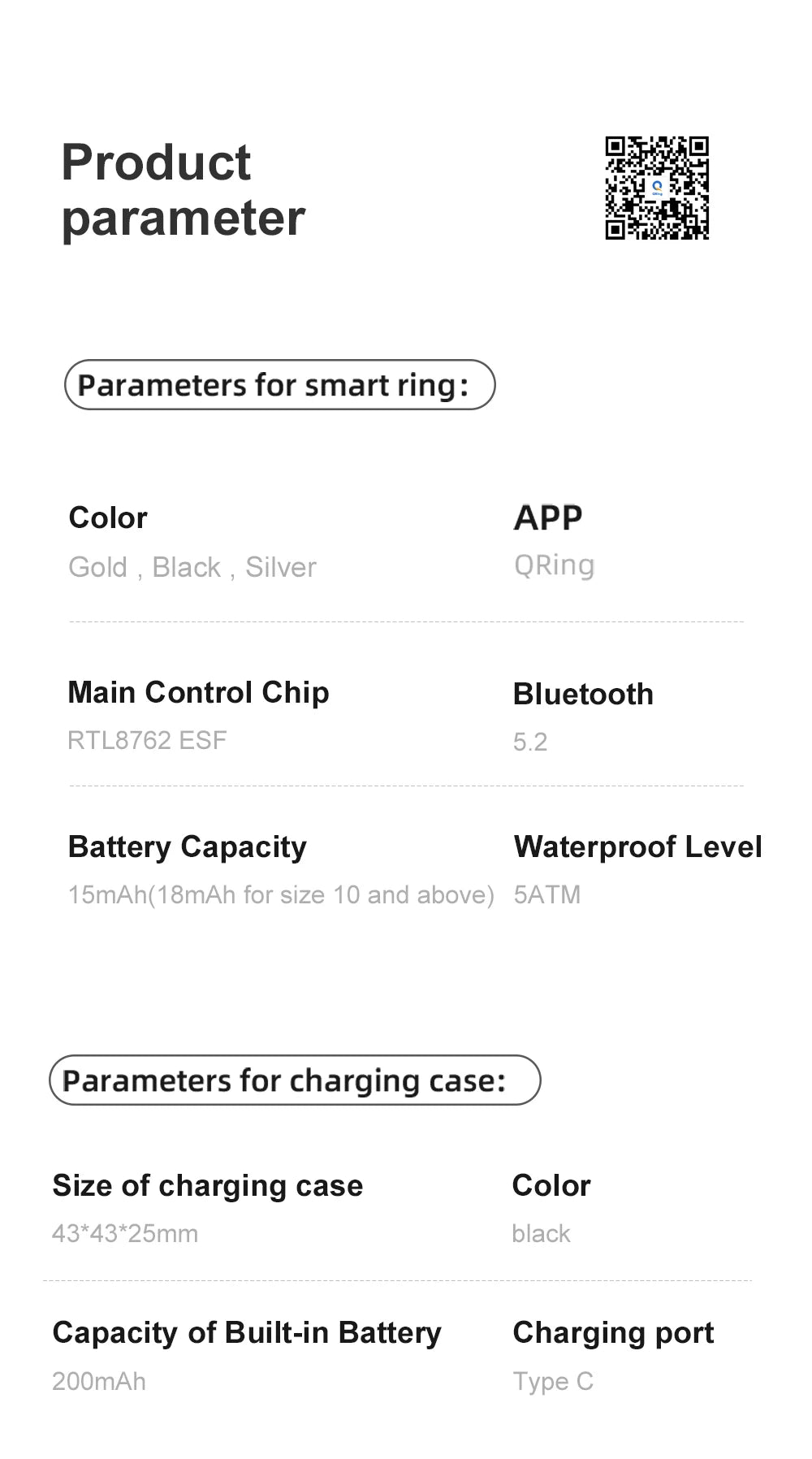 2024 COLMI R09 Smart Ring Men Women with Charging Case, Body Temperature Health and Sleep Monitor For Xiaomi Samsung Phone