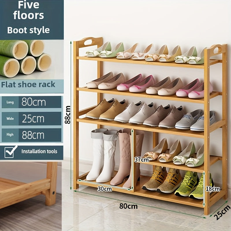 [Space-Saving Bamboo Shoe Rack] Bamboo Shoe Rack - Space-Saving, Multi-Layer Freestanding Organizer with Wood Grain Finish for Dorms &amp; Entryways, Easy Assembly, Brown