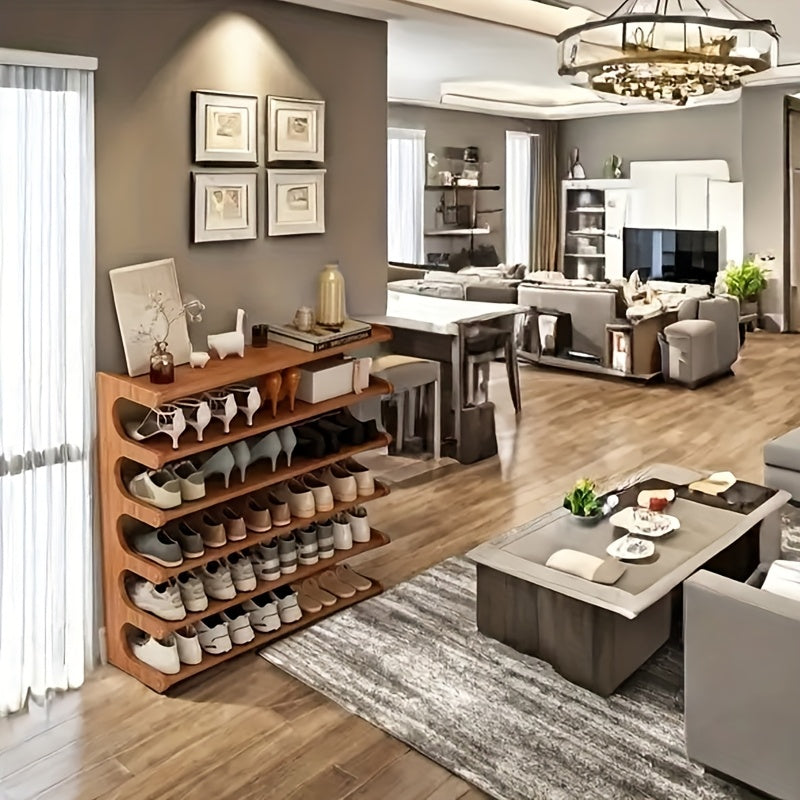 [Space-Saving Bamboo Shoe Rack] Bamboo Shoe Rack - Space-Saving, Multi-Layer Freestanding Organizer with Wood Grain Finish for Dorms &amp; Entryways, Easy Assembly, Brown