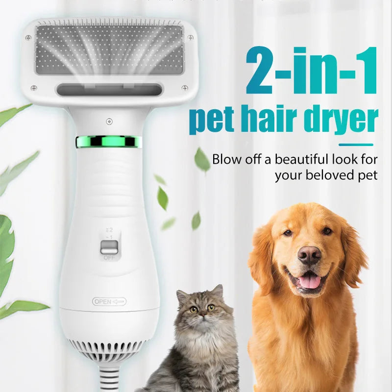 2 In 1 Pet Hair Dryer Brush Grooming for Cat and Dog Brush Professional Home Grooming Furry Drying Portable Dog Blower  Comb