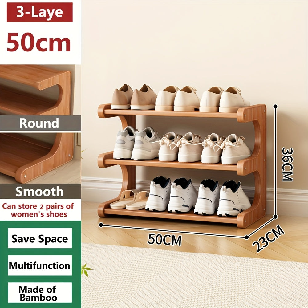 [Space-Saving Bamboo Shoe Rack] Bamboo Shoe Rack - Space-Saving, Multi-Layer Freestanding Organizer with Wood Grain Finish for Dorms &amp; Entryways, Easy Assembly, Brown