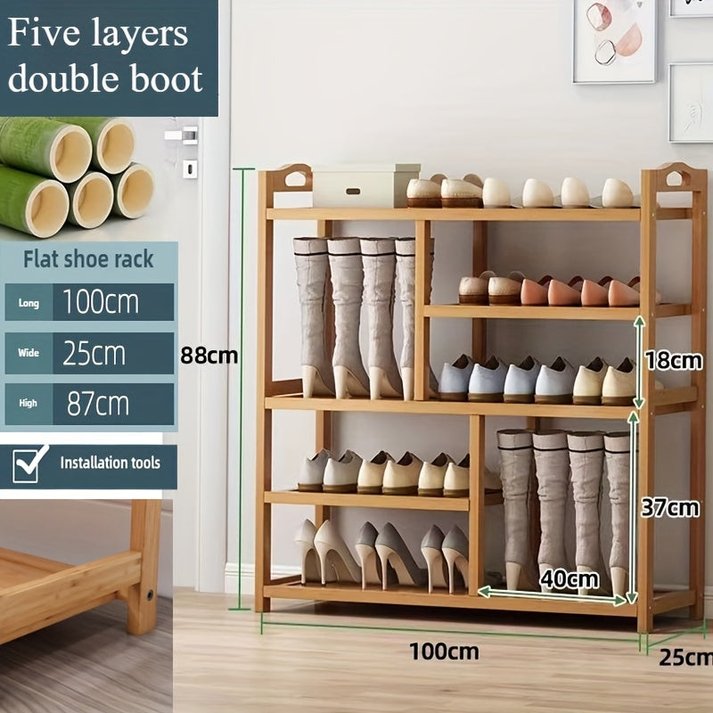 [Space-Saving Bamboo Shoe Rack] Bamboo Shoe Rack - Space-Saving, Multi-Layer Freestanding Organizer with Wood Grain Finish for Dorms &amp; Entryways, Easy Assembly, Brown