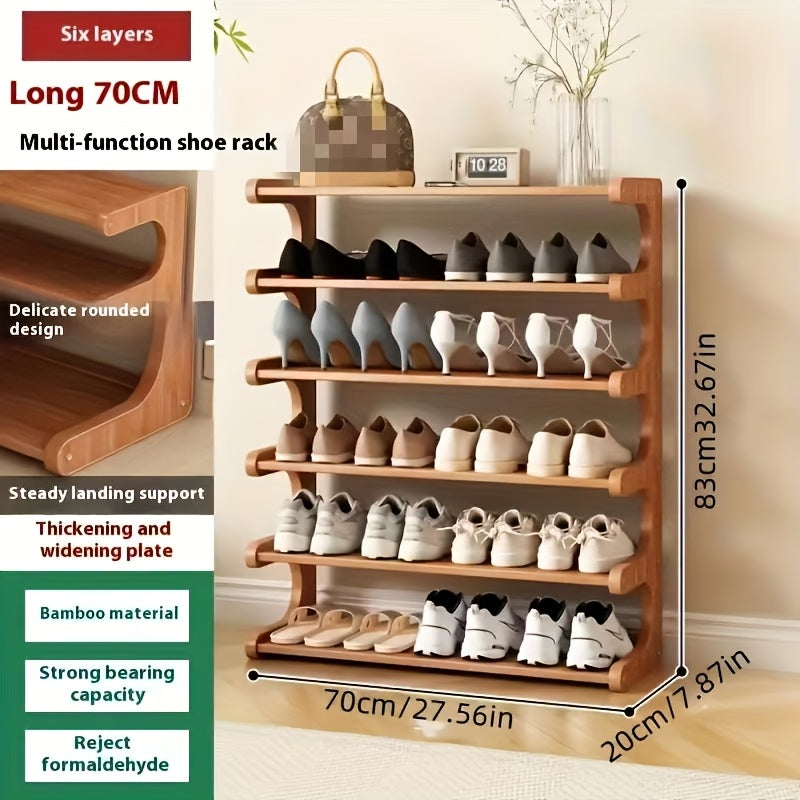 [Space-Saving Bamboo Shoe Rack] Bamboo Shoe Rack - Space-Saving, Multi-Layer Freestanding Organizer with Wood Grain Finish for Dorms &amp; Entryways, Easy Assembly, Brown