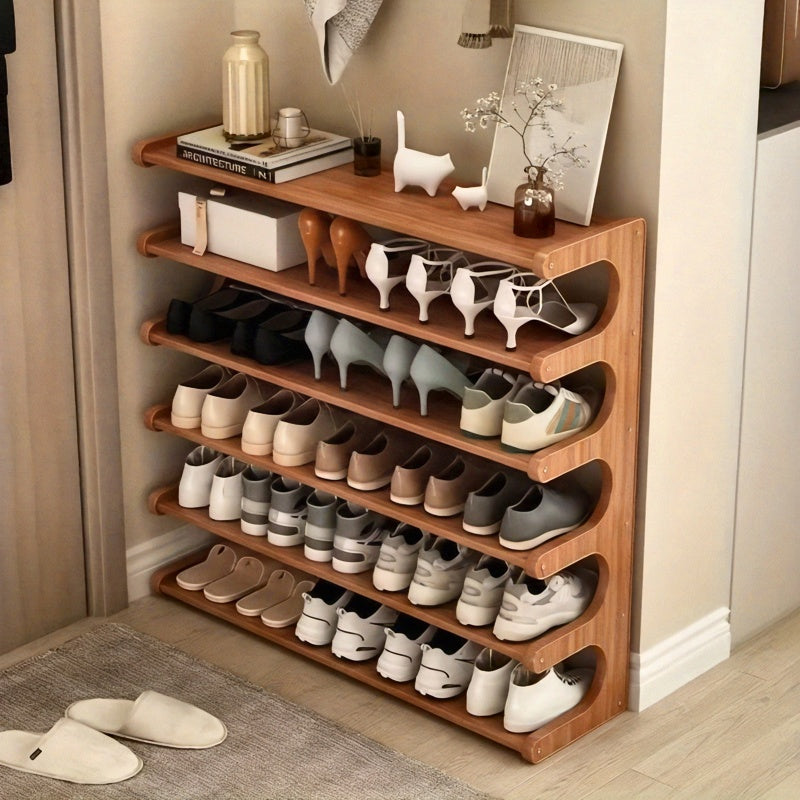 [Space-Saving Bamboo Shoe Rack] Bamboo Shoe Rack - Space-Saving, Multi-Layer Freestanding Organizer with Wood Grain Finish for Dorms &amp; Entryways, Easy Assembly, Brown